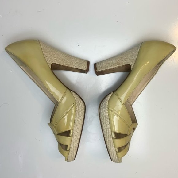 Cole Haan Nike Air Yellow Patent Leather Chunk Heels - Picture 4 of 14